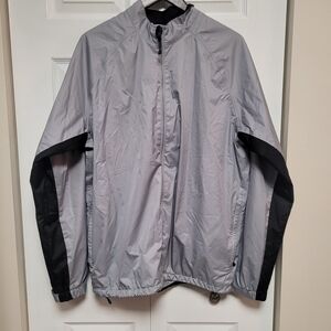 Adidas Climastorm Mens Large Light Gray and Black Windbreaker Jacket